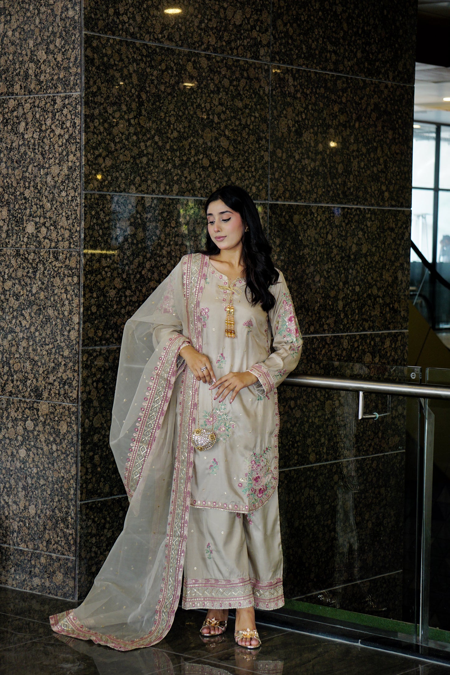 Ivory Gul - 3pcs Silk Kurta Set