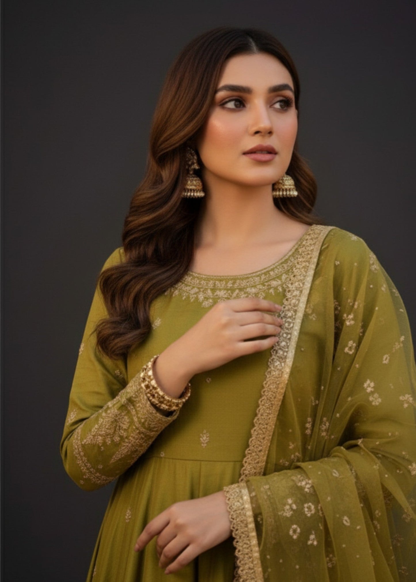 Olive Bloom | 3pcs Kattan Silk Maxi