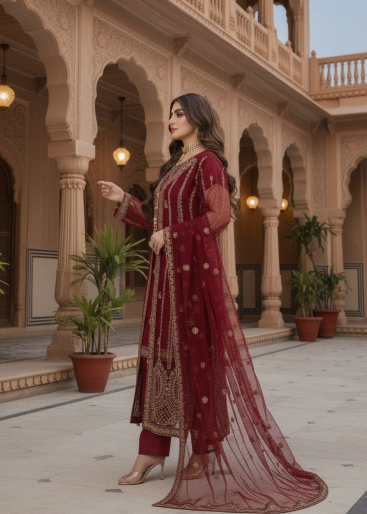 Red Elegance | 4pcs Net Maxi