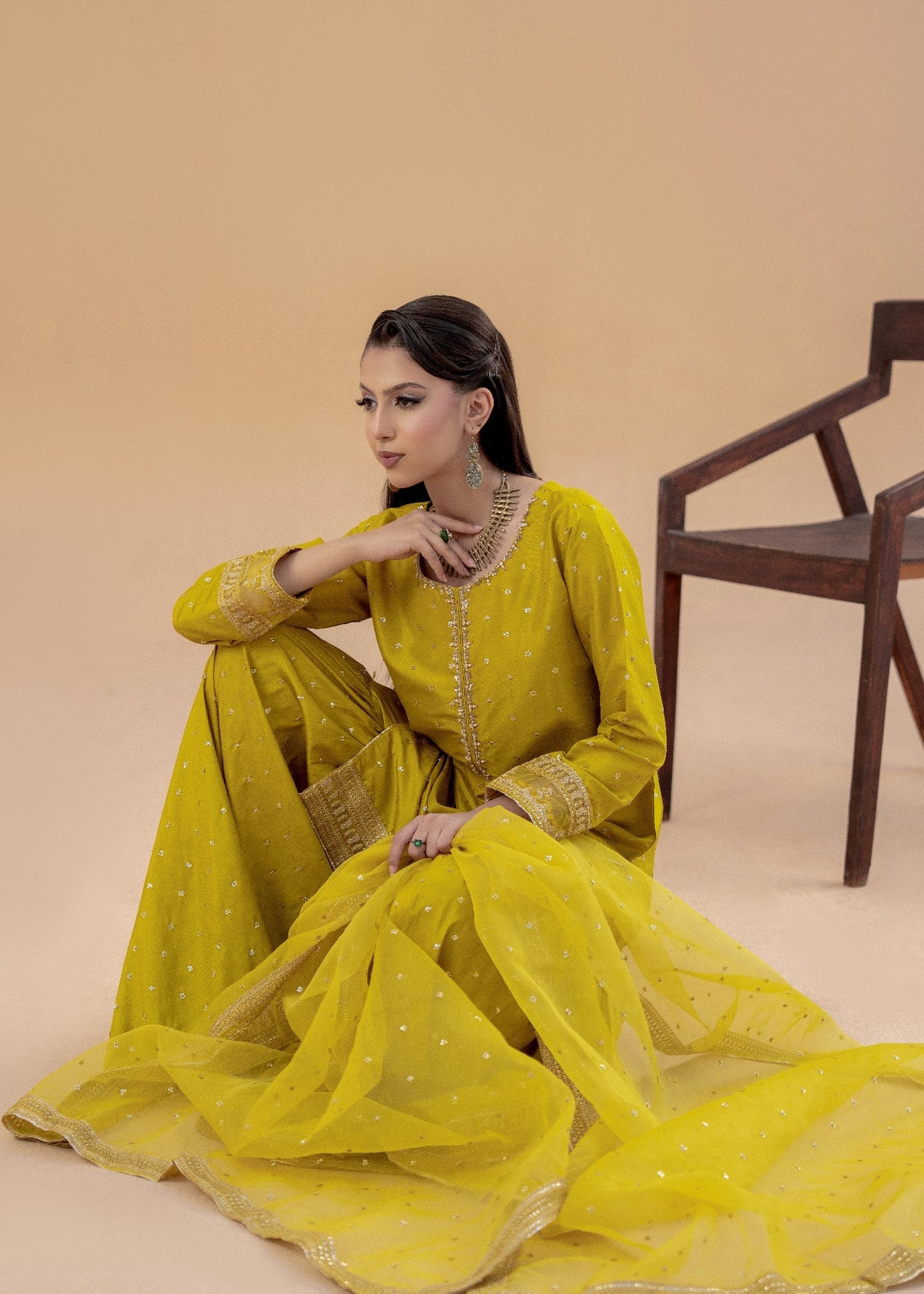 Paaro Yellow | 3pcs Silk Gharara Set