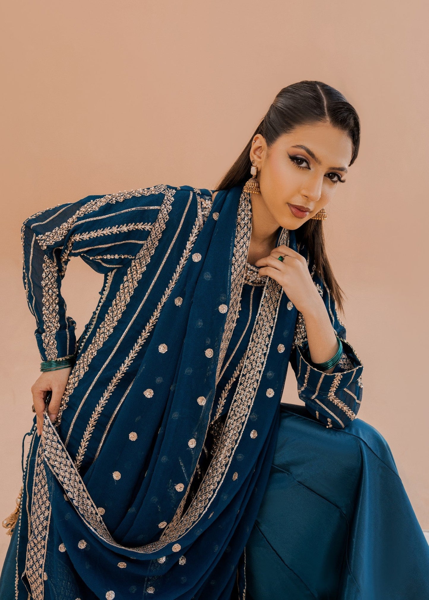 Hania Teal | 3pcs Sharara Set