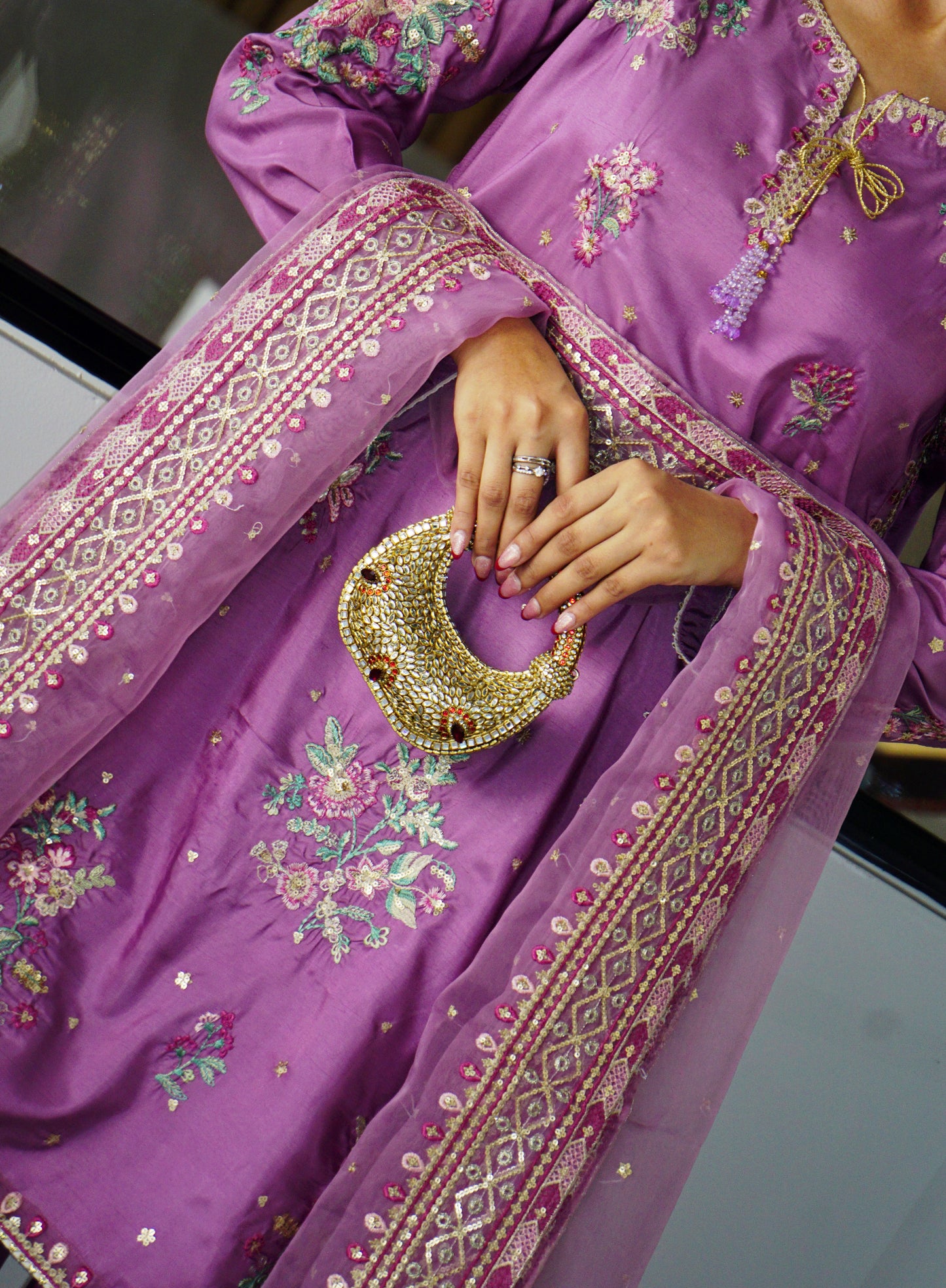 Lilac Gul - 3pcs Silk Kurta Set