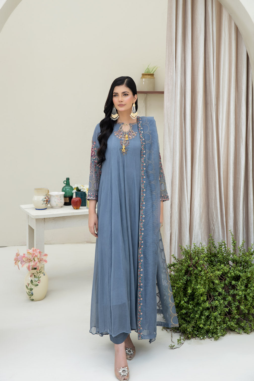 The Rose Radiance Grey - 3pc Chiffon