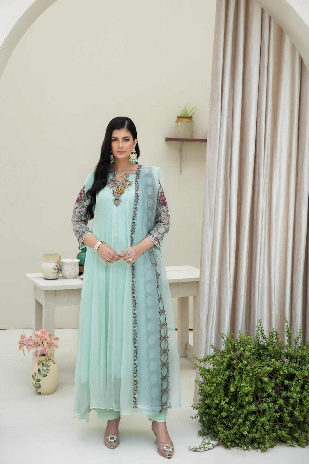 The Rose Radiance Aqua - 3pc Chiffon