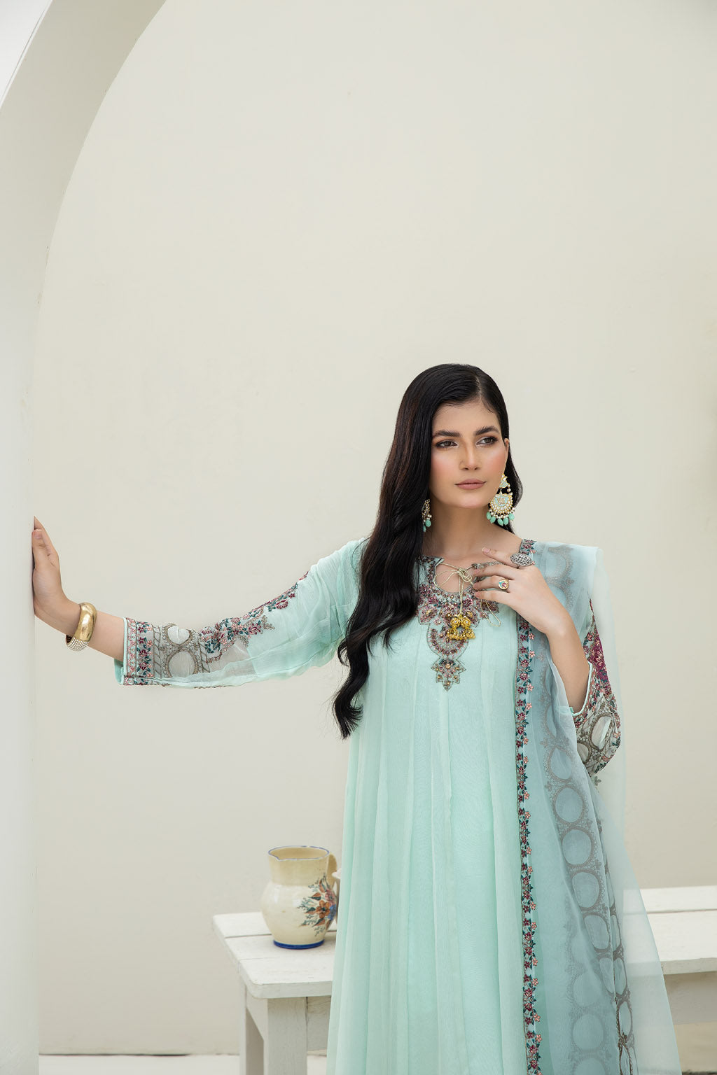 The Rose Radiance Aqua - 3pc Chiffon