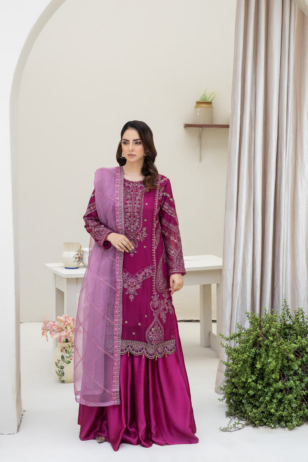 Graceful Magenta - 3pc Chiffon