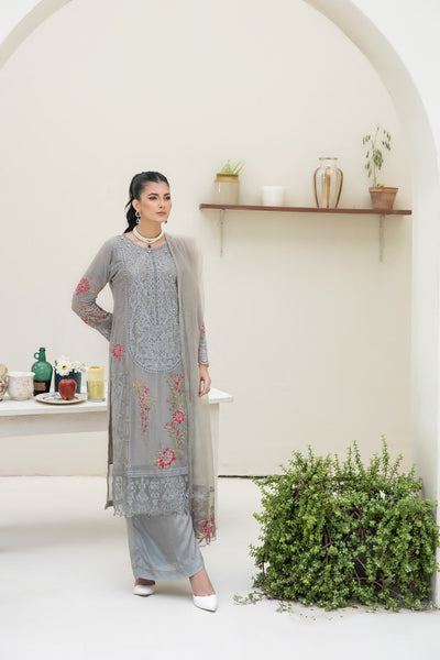 Greyish Dew - 3pc Chiffon