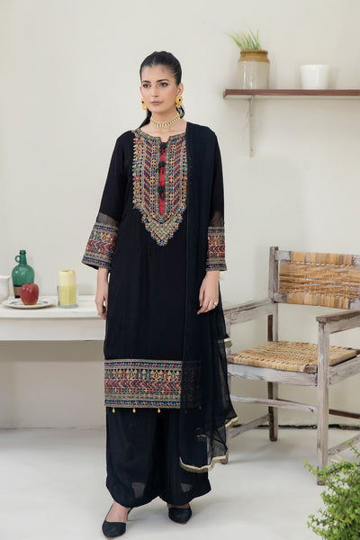 Charmish Black - 3pc Chiffon