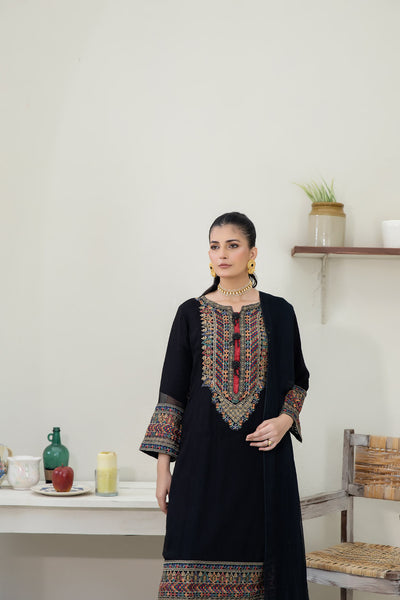 Charmish Black - 3pc Chiffon