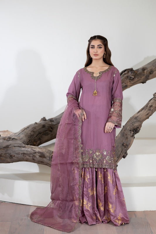 Ethereal Charm 2.0 PNK - 3pc Chiffon Gharara