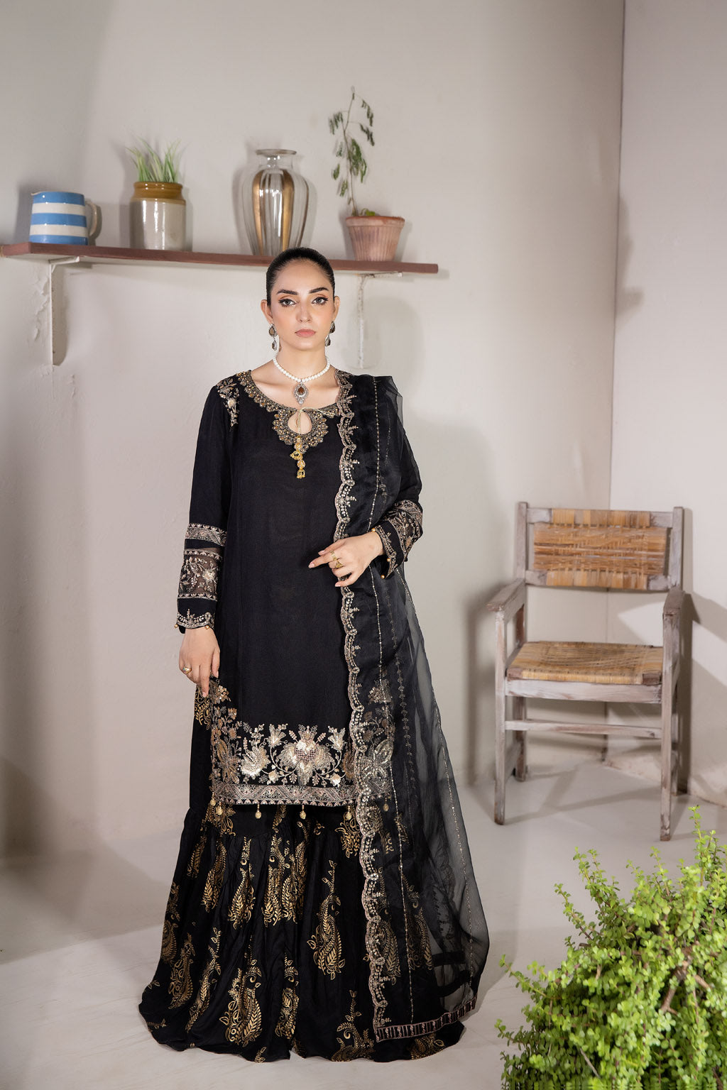 Ethereal Charm 2.0 PNK - 3pc Chiffon Gharara