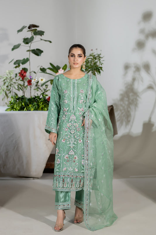 GREEN GLORY - 3PC ORGANZA KURTA SET