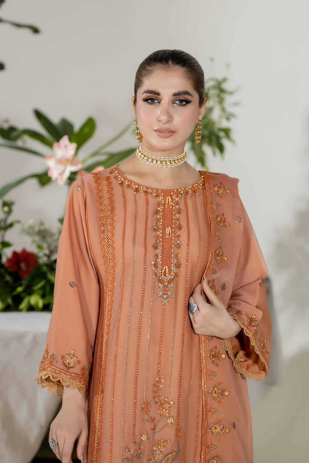 PEACH GLORY - 3PC CHIFFON