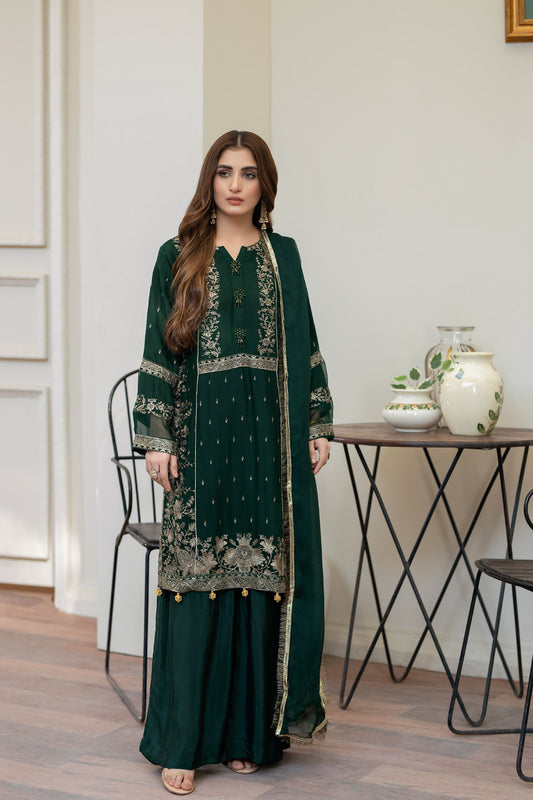 Goldish Green - 3PC CHIFFON