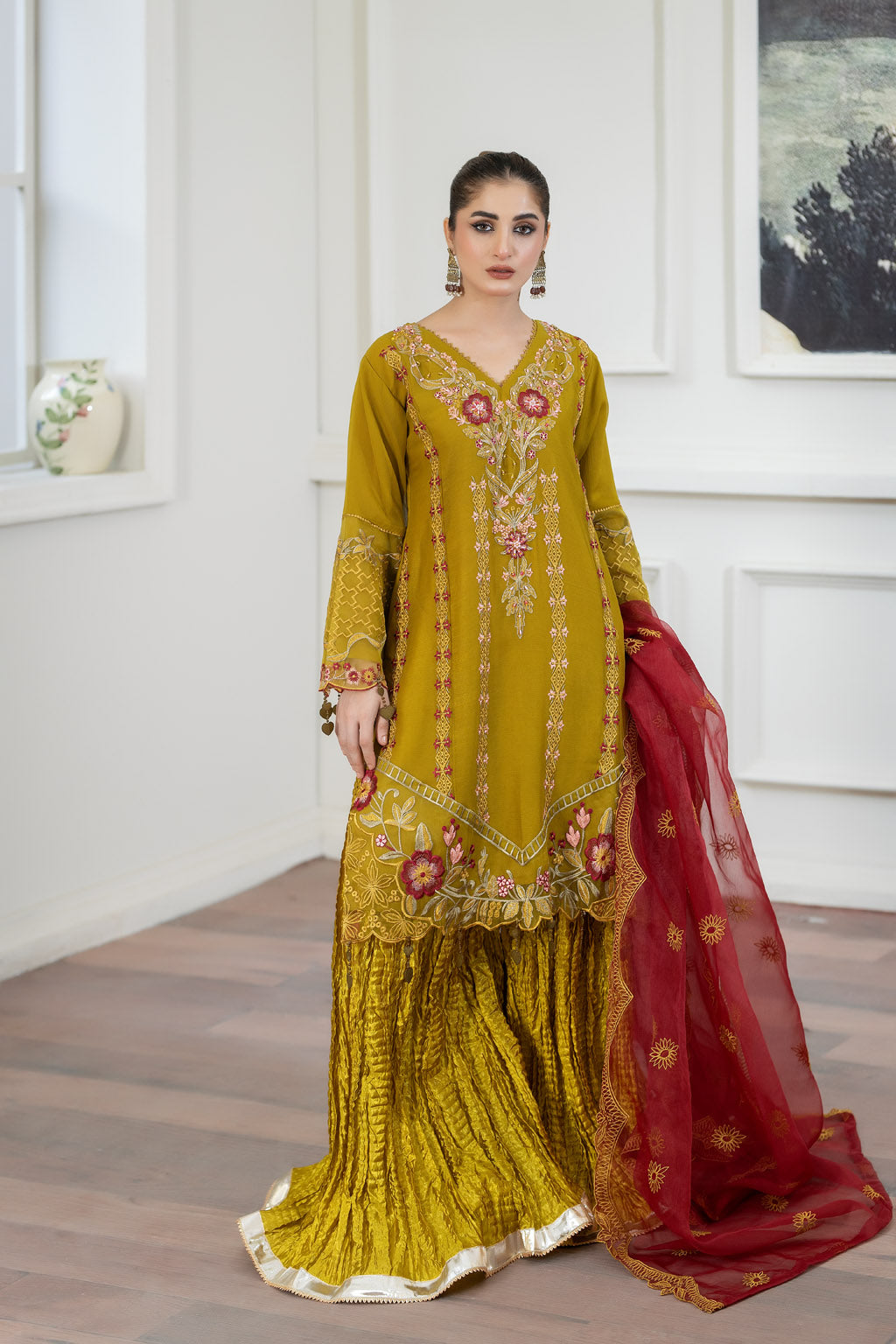 Floral Mehndi - 3PC CHIFFON