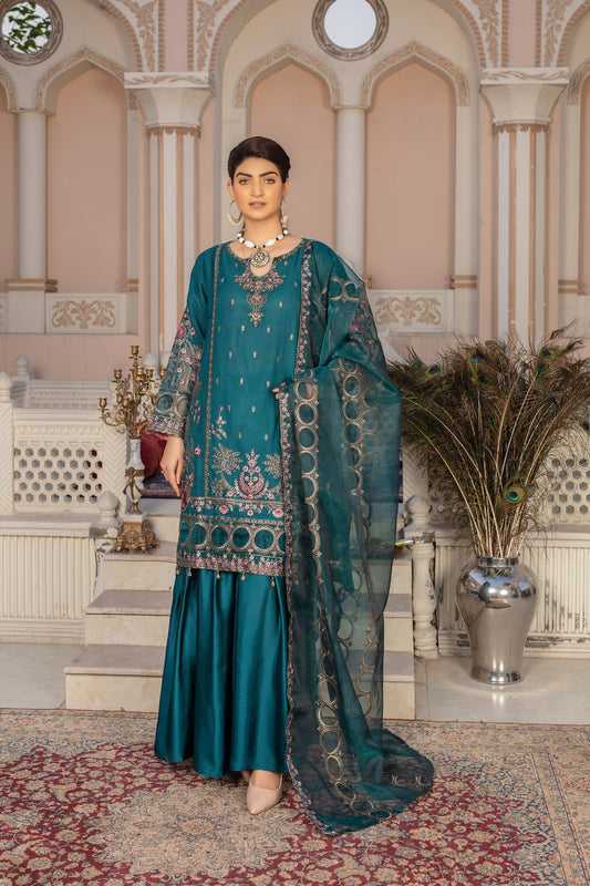 GRACEFUL TEAL - 3PC CHIFFON