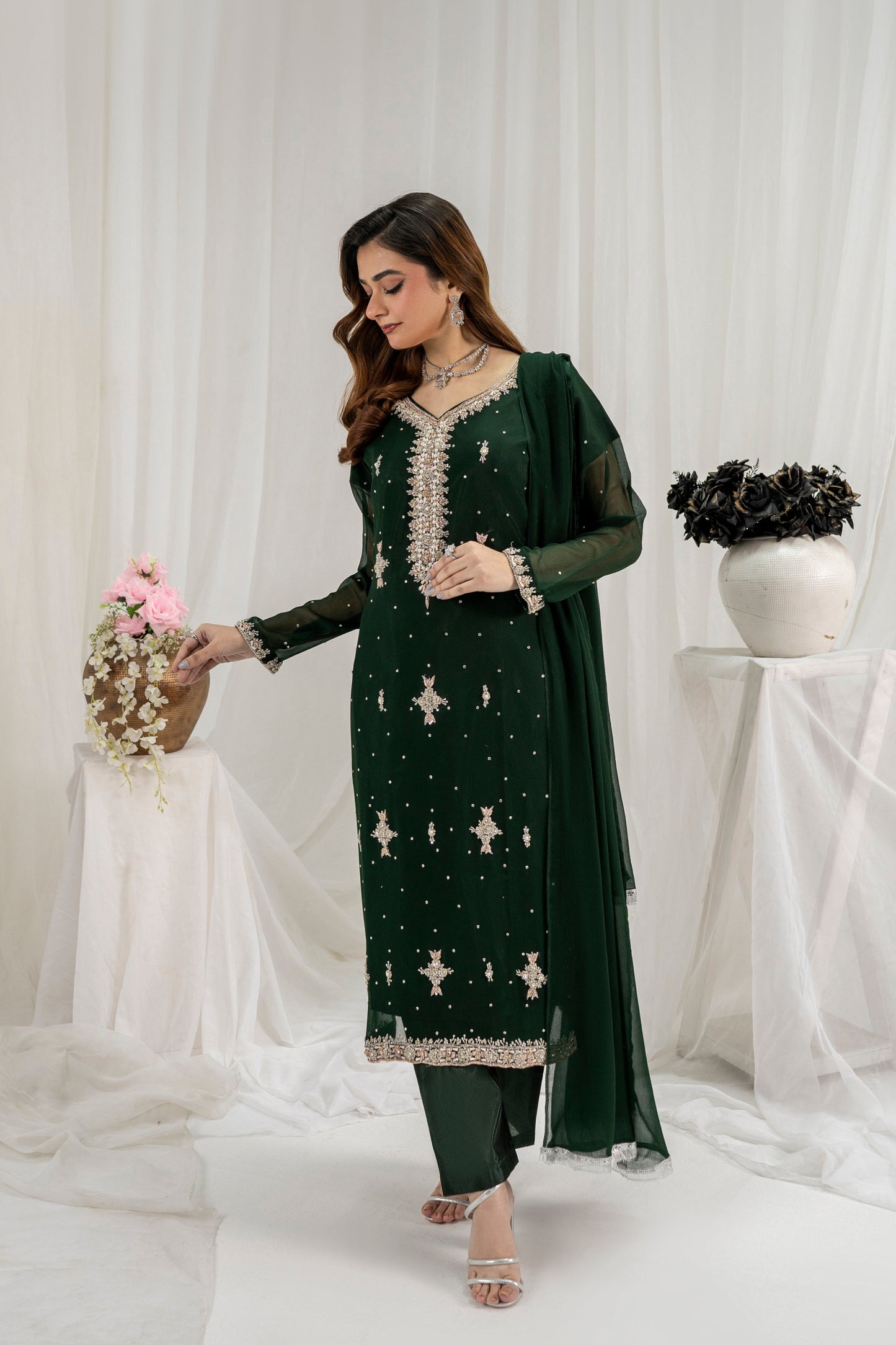 ZEEBAISH - 3PC CHIFFON KURTA SET