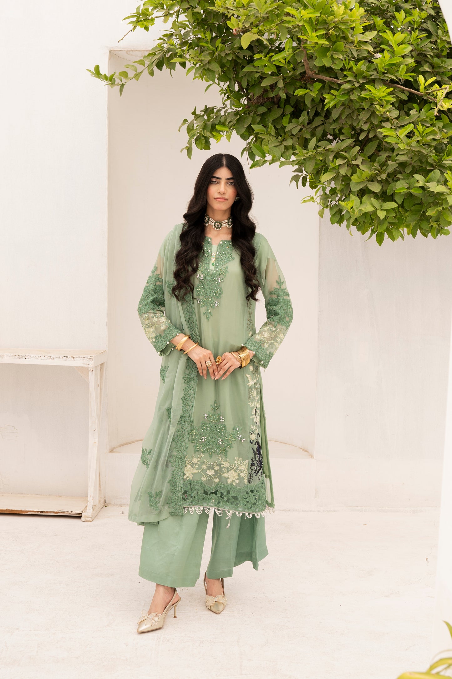 Green Glory | 3 Pieces Chiffon