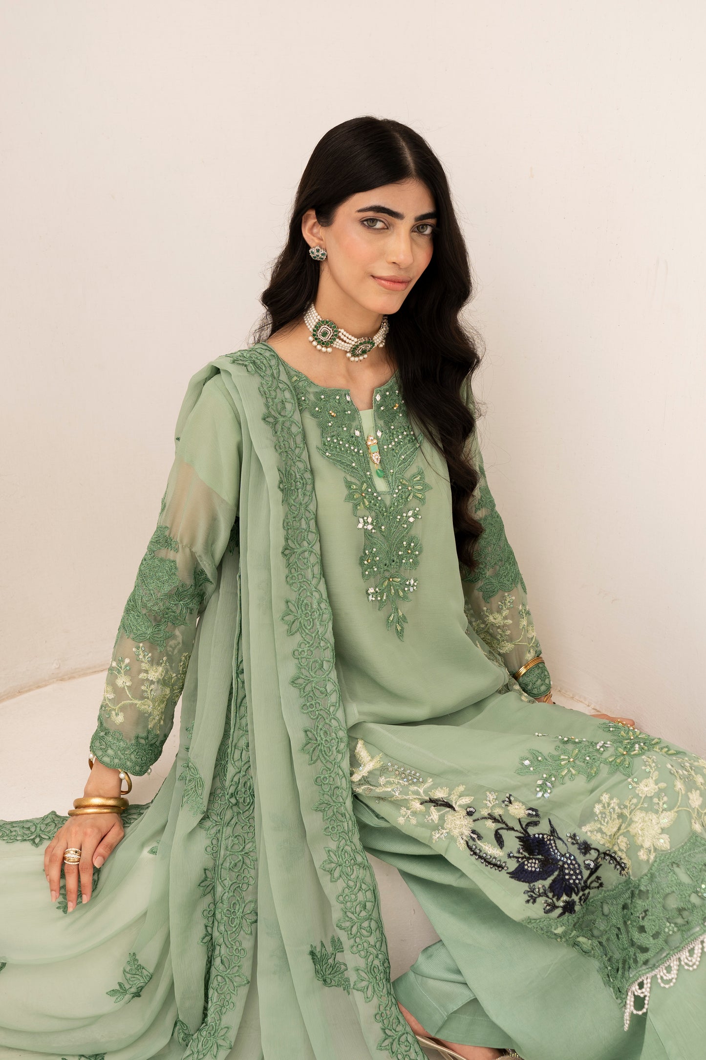 Green Glory | 3 Pieces Chiffon