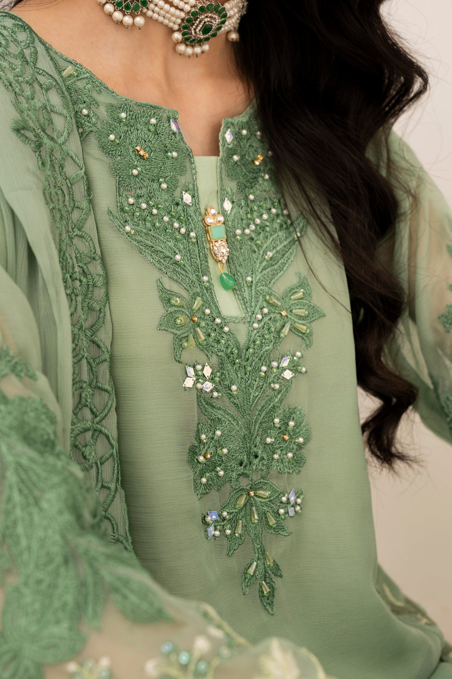 Green Glory | 3 Pieces Chiffon