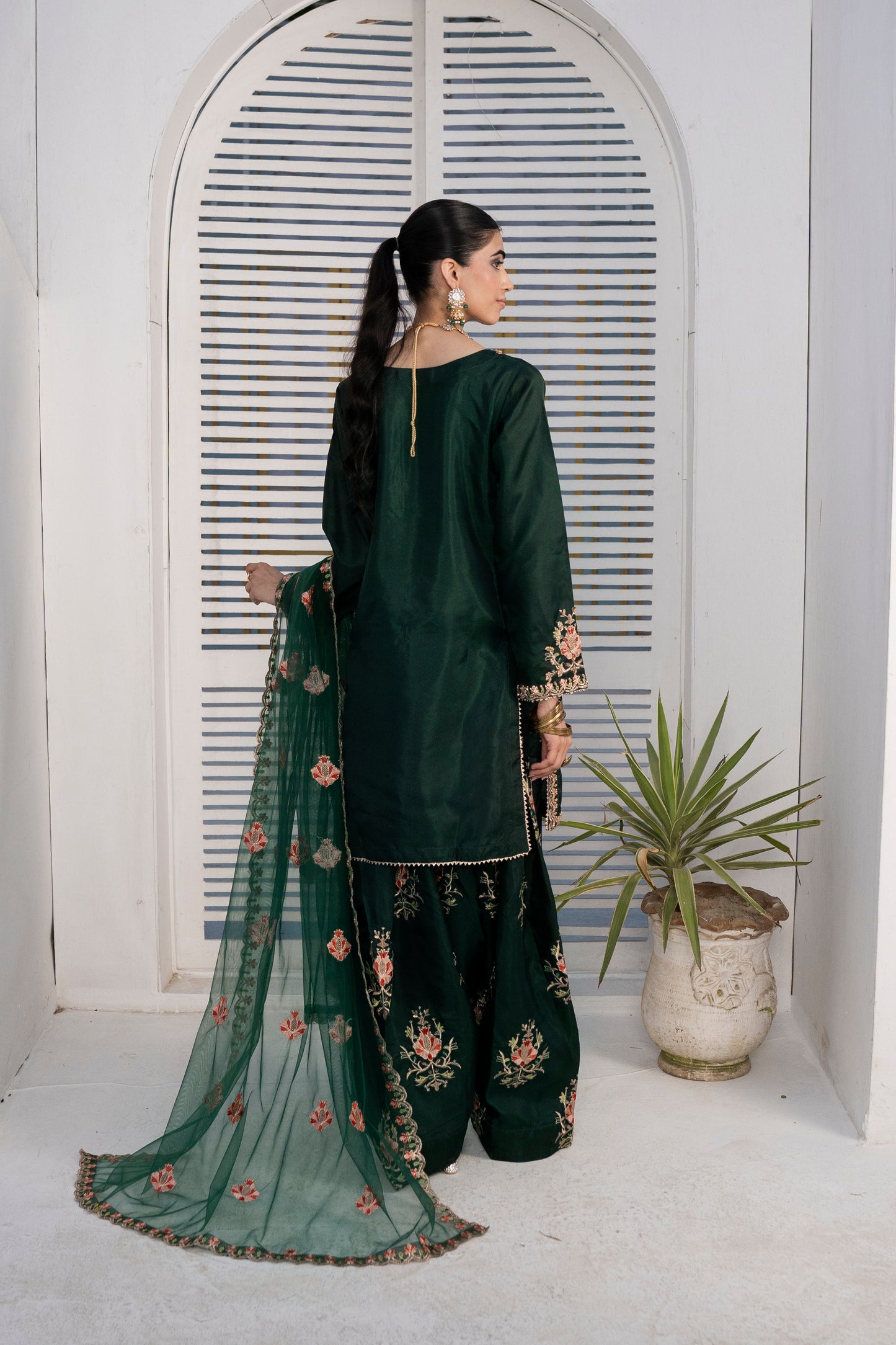 Farshi Luxe Green | 3 Pieces Silk