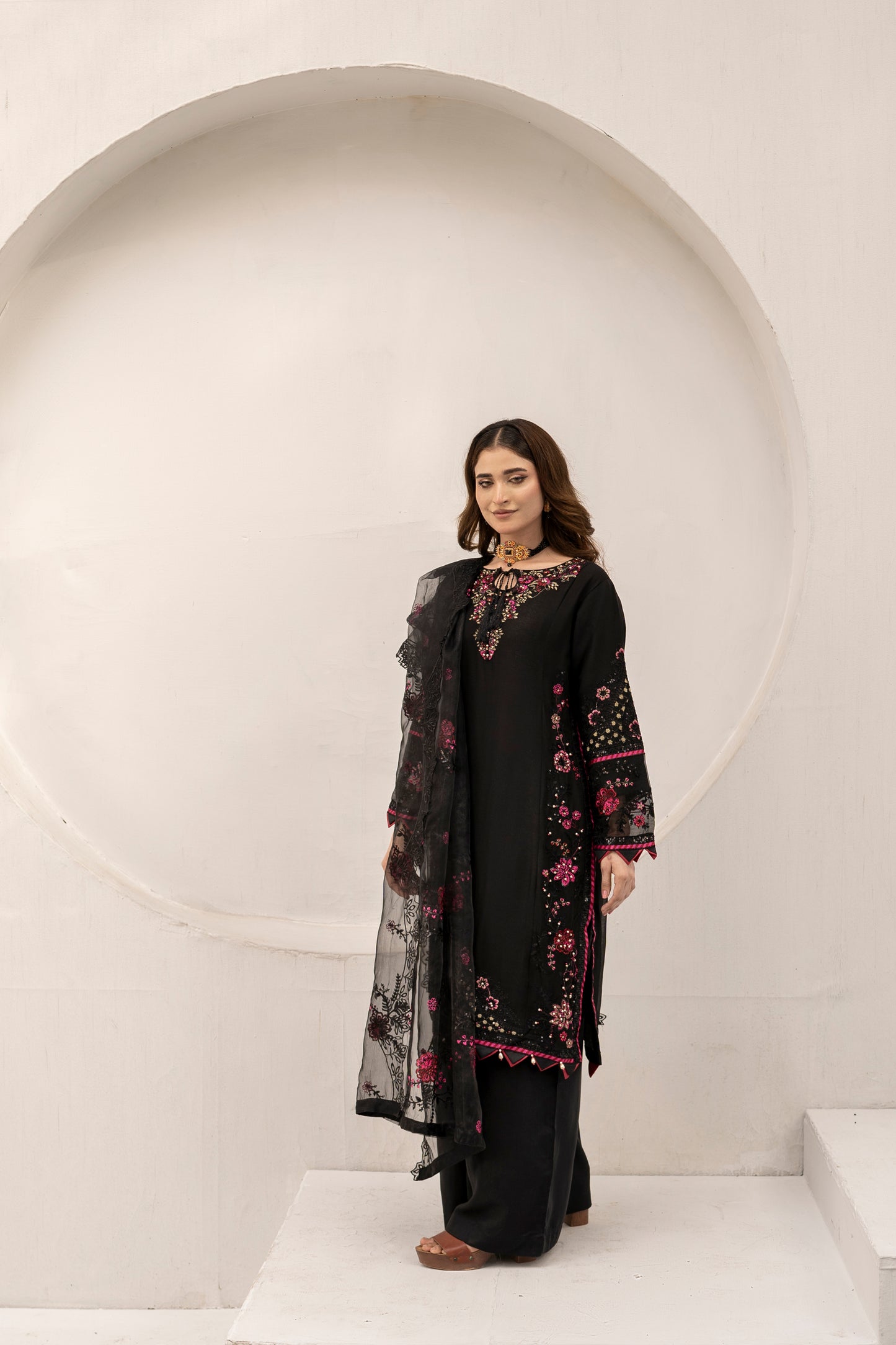 Midnight Muse - 3PCS Chiffon Kurta Set