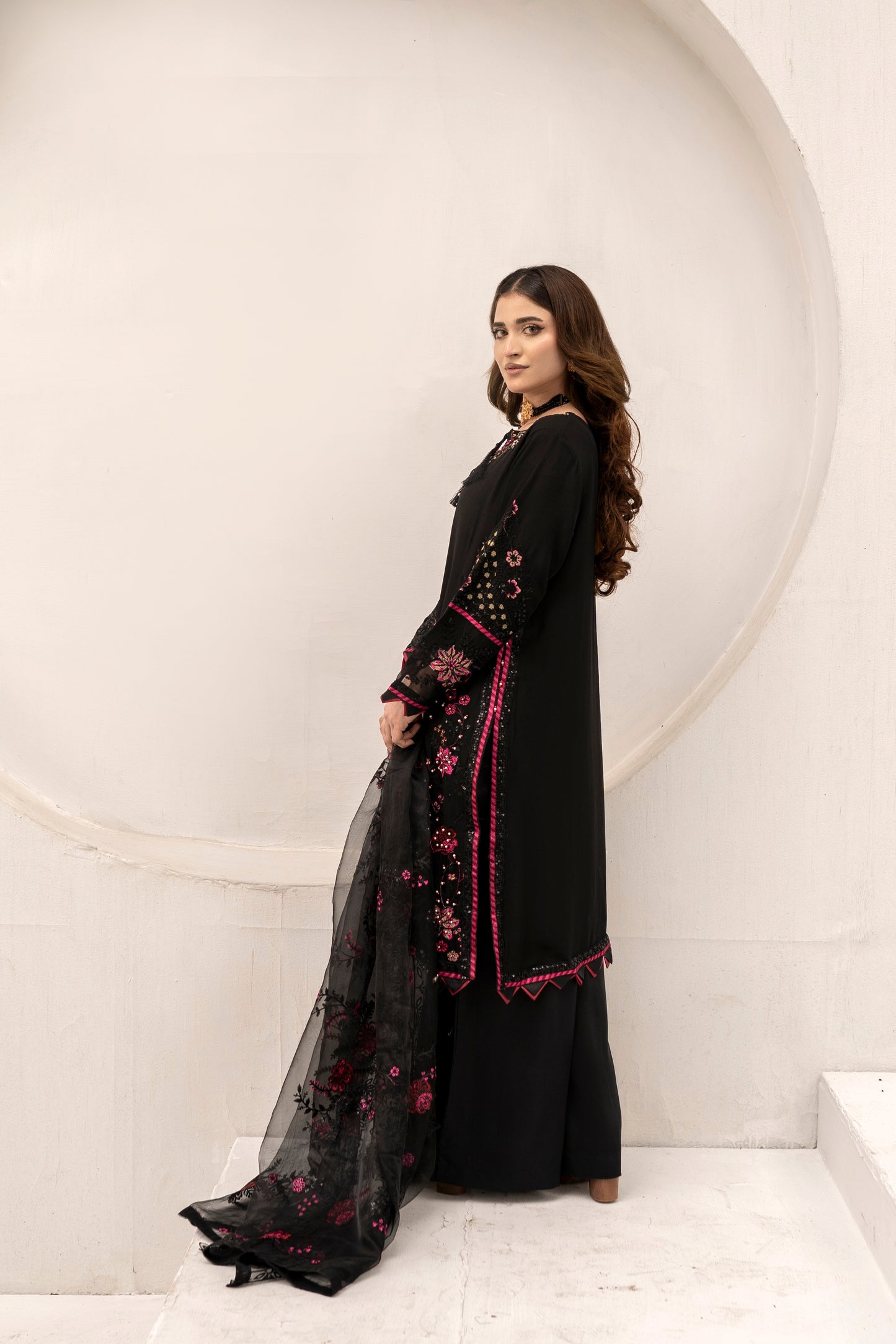 Midnight Muse - 3PCS Chiffon Kurta Set