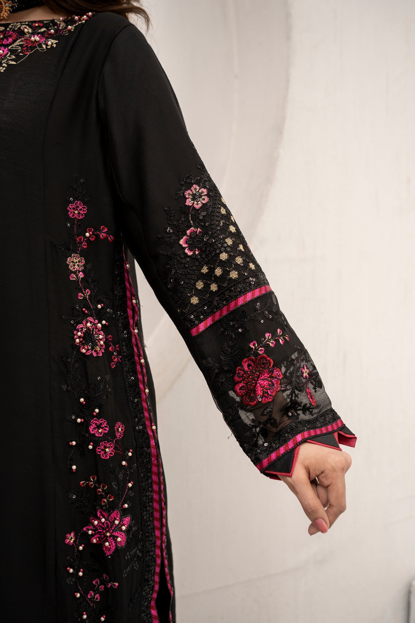 Midnight Muse - 3PCS Chiffon Kurta Set