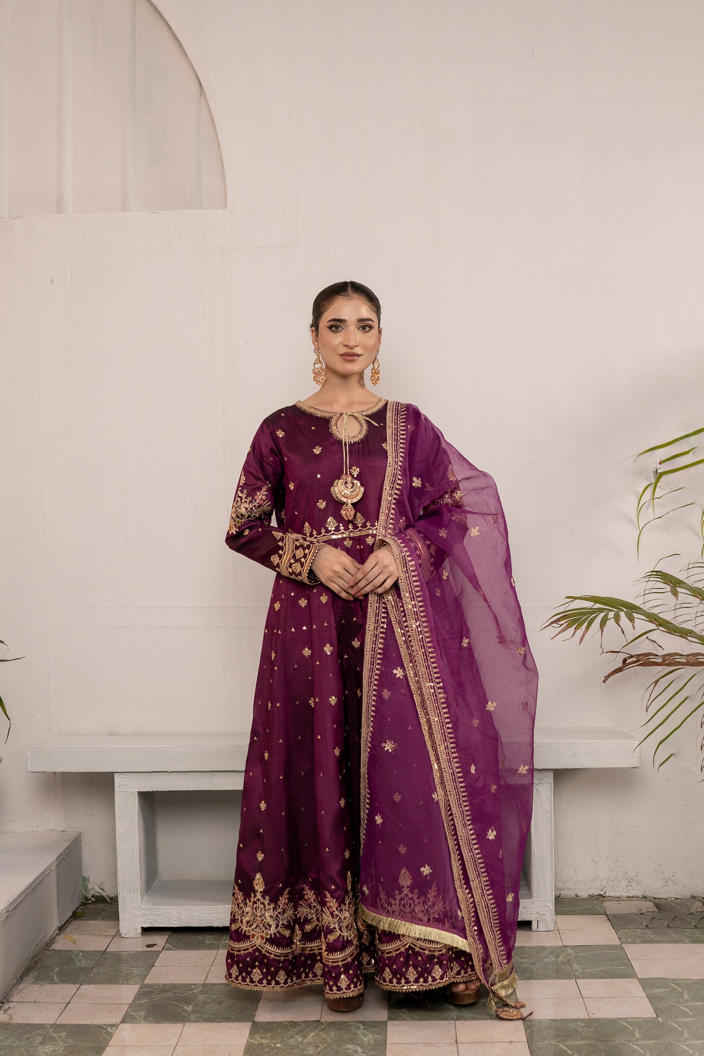 Magenta Muse - 3PCS Silk Pishwas