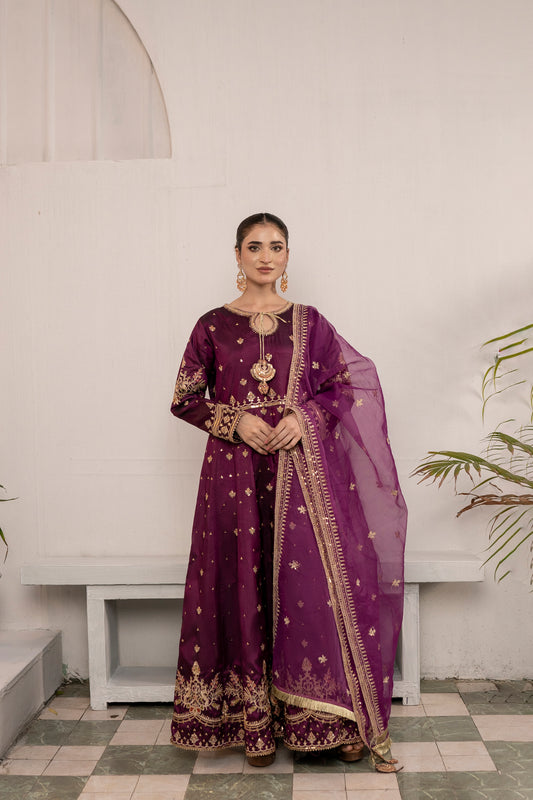 Magenta Muse - 3PCS Silk Pishwas