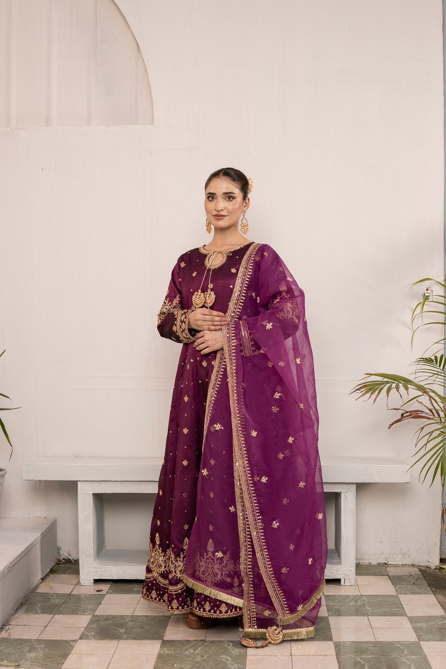 Magenta Muse - 3PCS Silk Pishwas