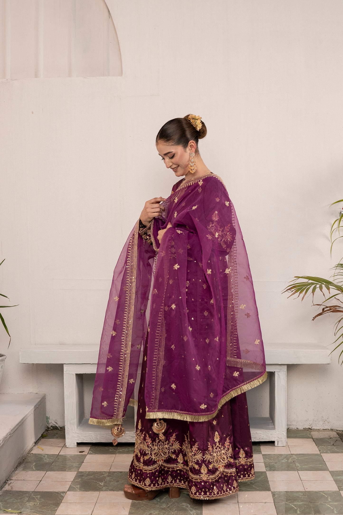 Magenta Muse - 3PCS Silk Pishwas