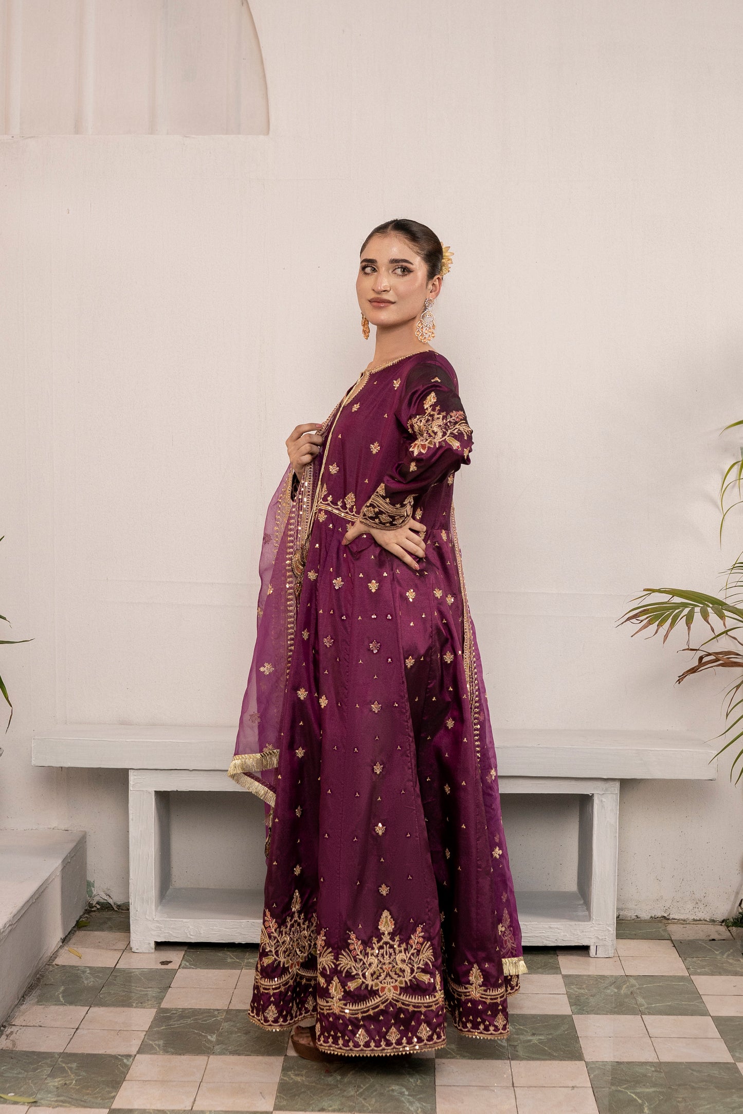 Magenta Muse - 3PCS Silk Pishwas