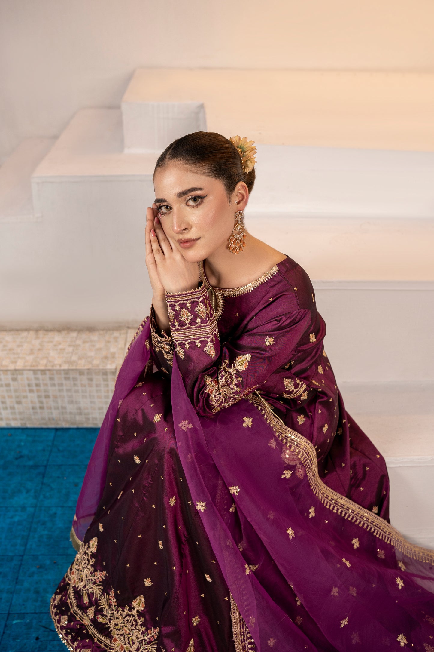 Magenta Muse - 3PCS Silk Pishwas