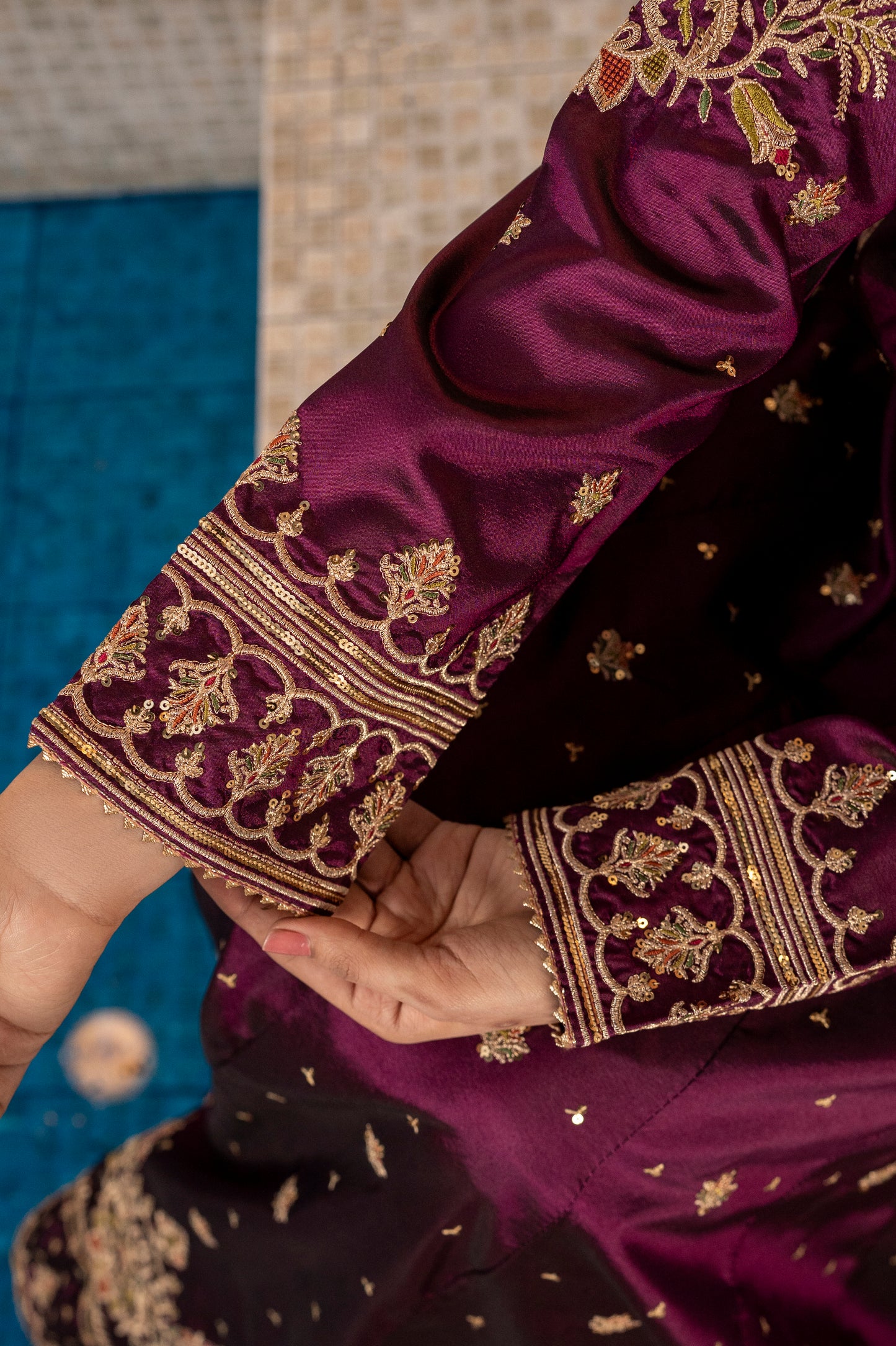 Magenta Muse - 3PCS Silk Pishwas