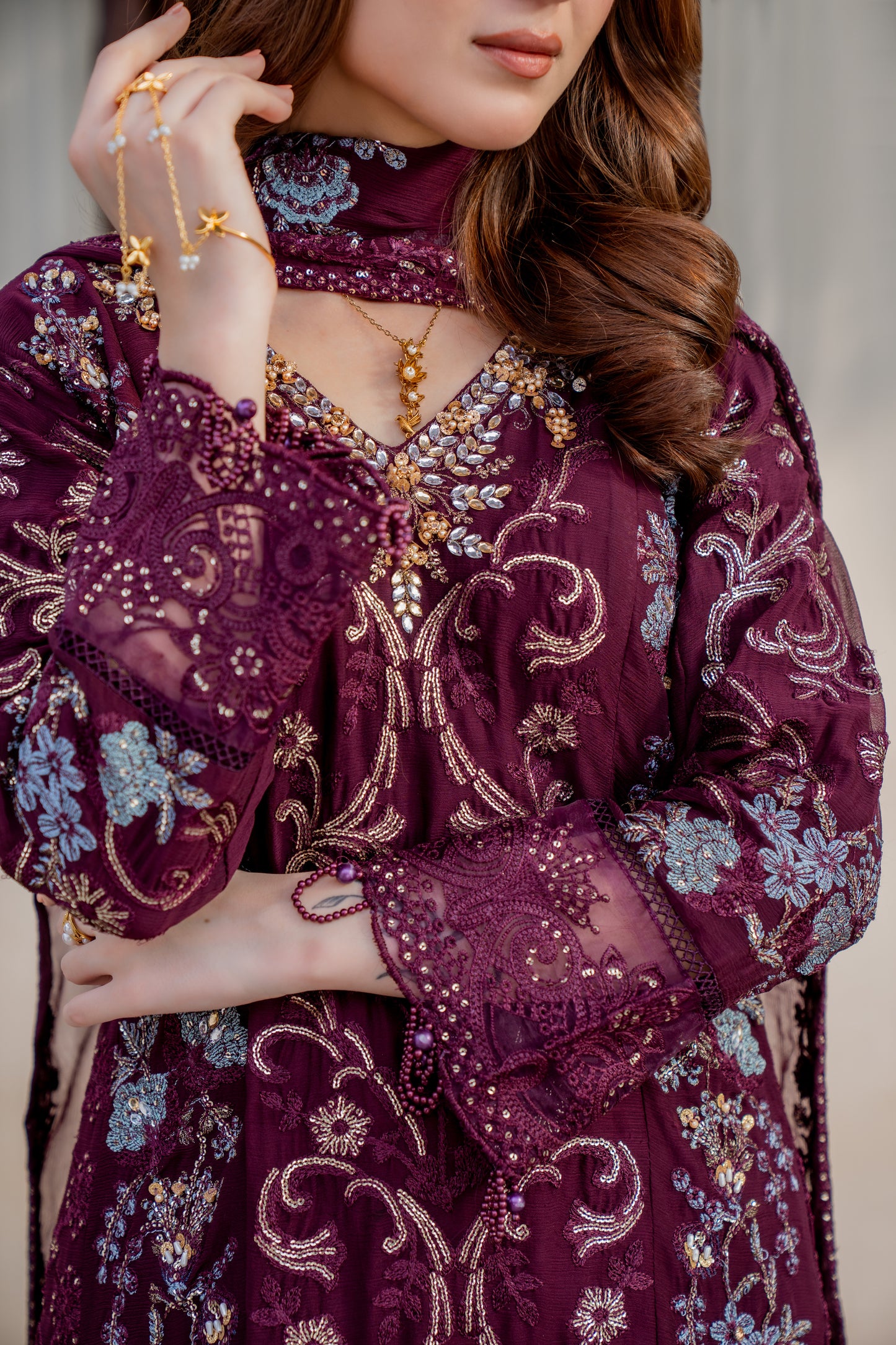 Alyrah - 3pcs Chiffon Kurta Set