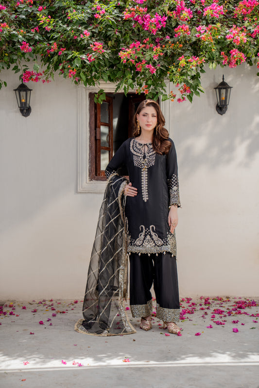 Anabia - 3pcs Chiffon Kurta set