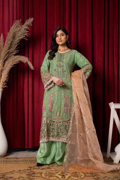 Luxe Pistachio Delight - 3 PIECE CHIFFON