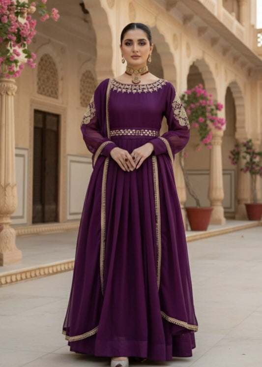 Blissful Purple - 3pc Polyester Chiffon