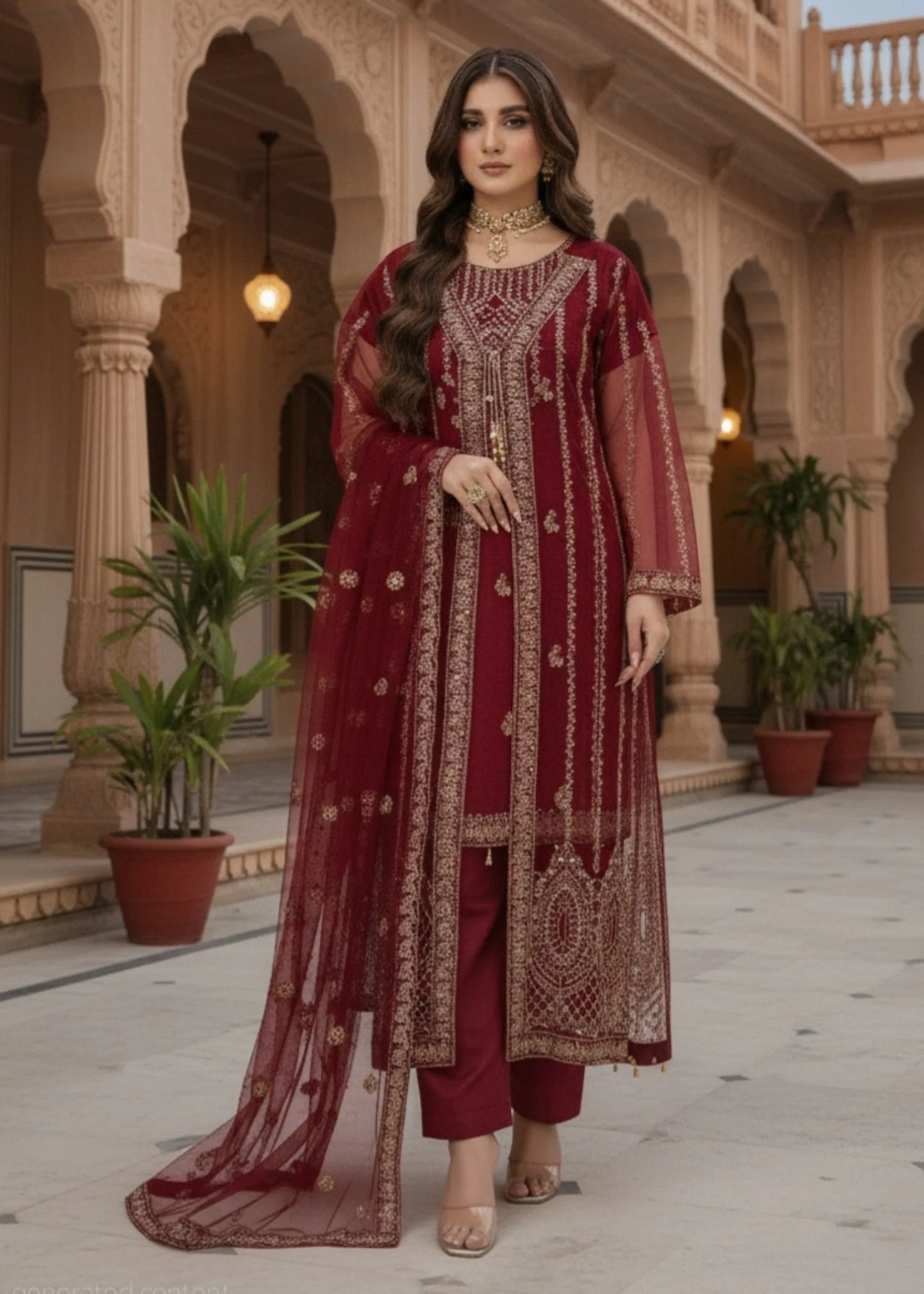 Maroon Elegance - 3pc Polynesian Net