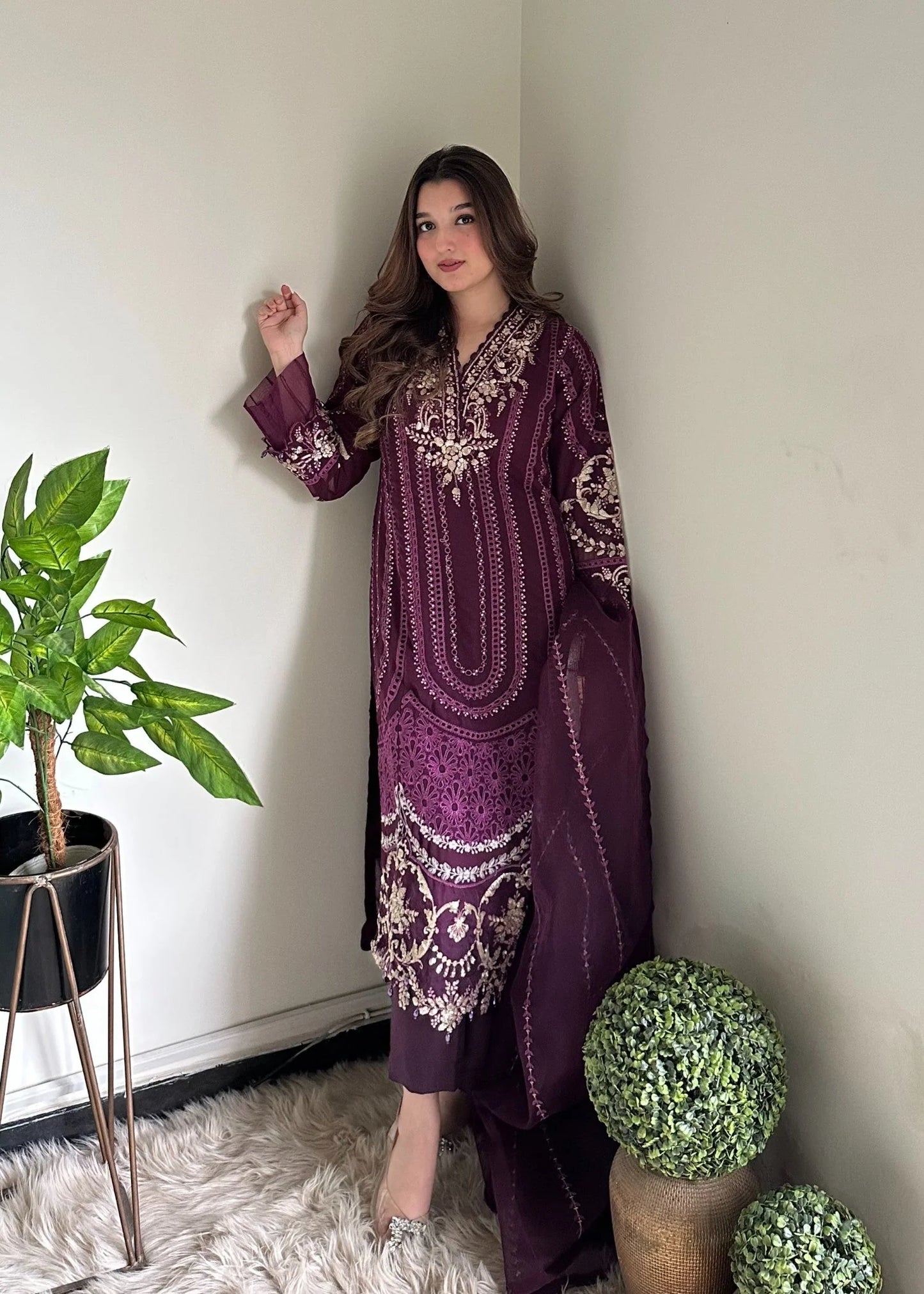 Plum Glamor | 3 Pieces Chiffon