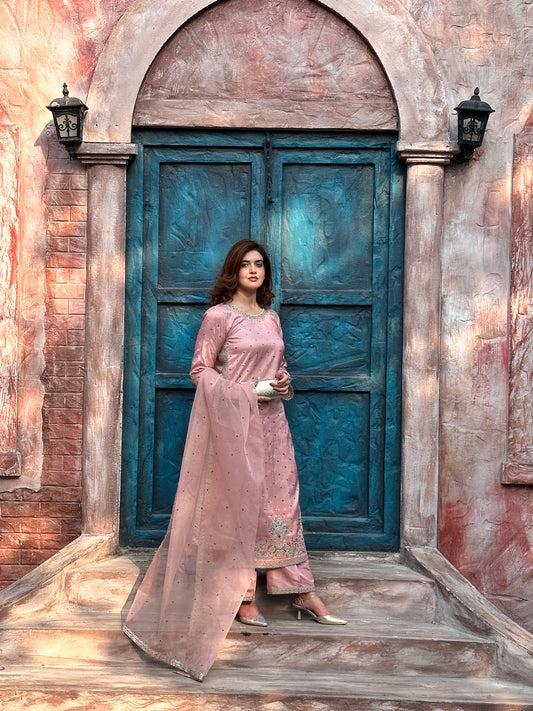 Pink Affair - 3pcs Silk Kurta Set