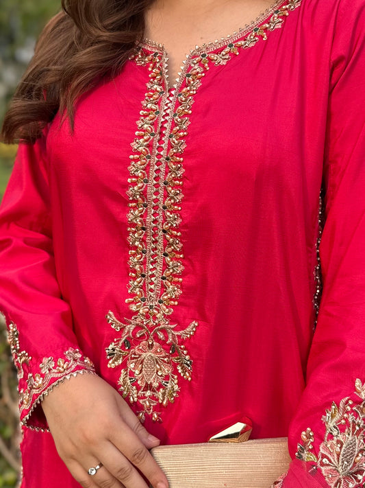 Pink Farshi Affair | 3pcs Silk Kurta Set