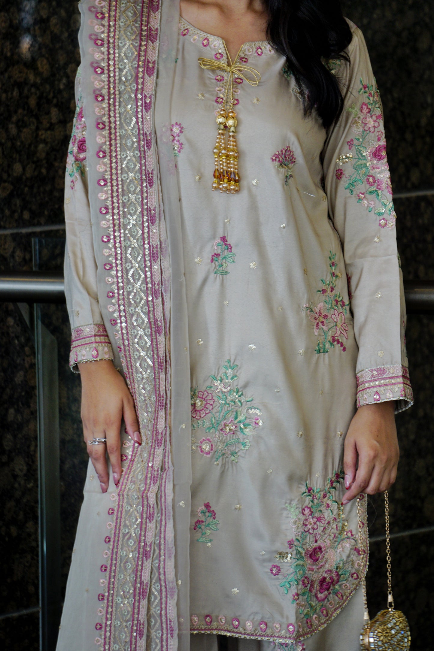 Ivory Gul - 3pcs Silk Kurta Set