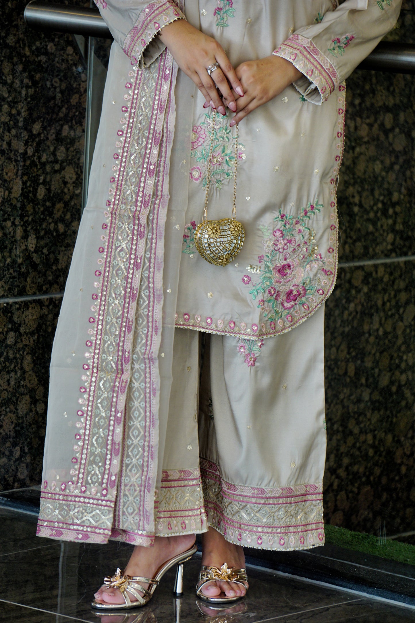 Ivory Gul - 3pcs Silk Kurta Set