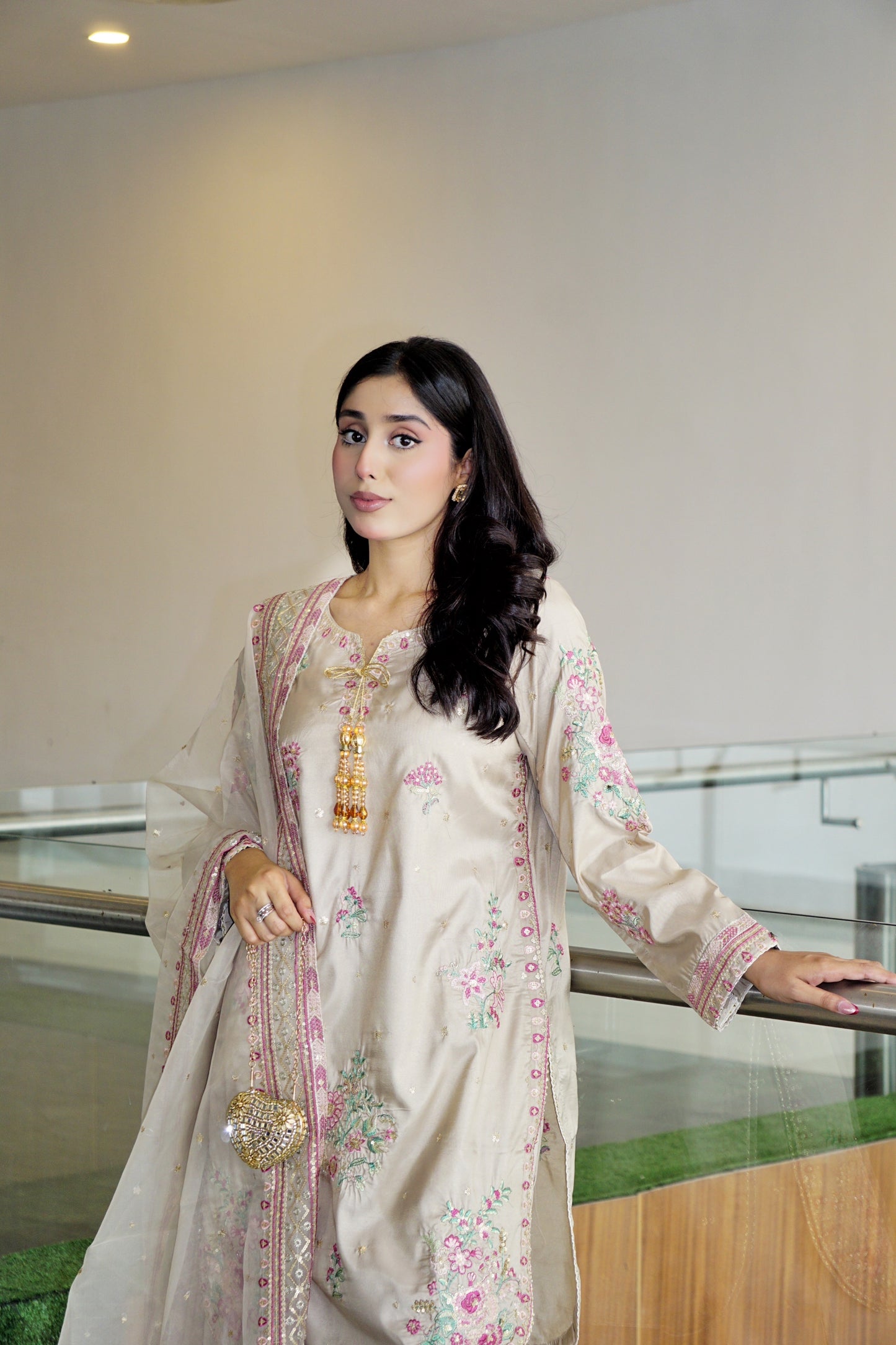 Ivory Gul - 3pcs Silk Kurta Set