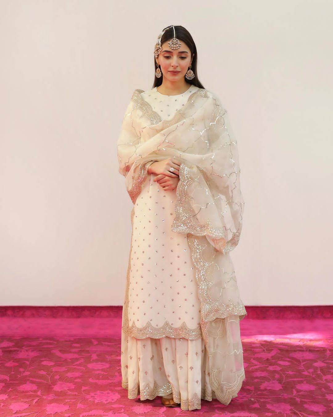 Loving Lily – Off-White 3PC Silk Gharara Set