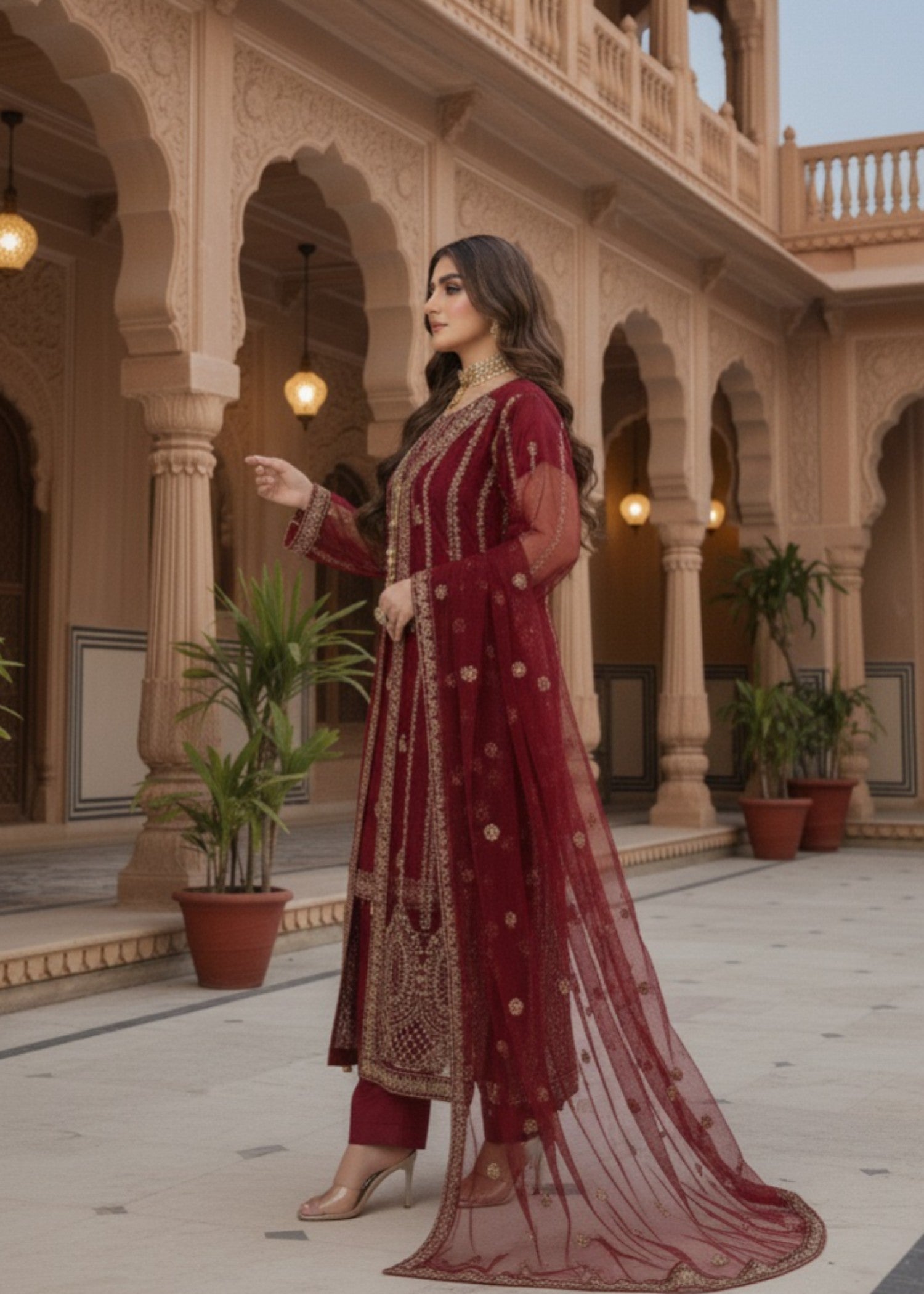Red Elegance | 4pcs Net Maxi