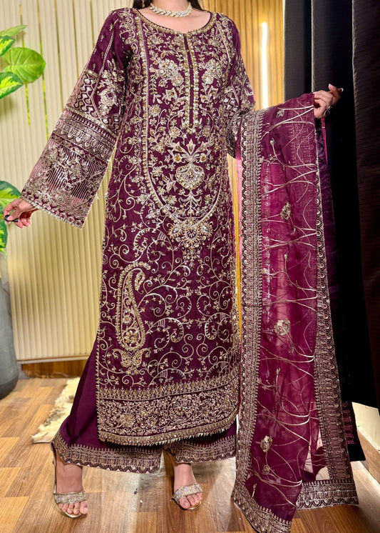 Wine Flora - 3pc Organza