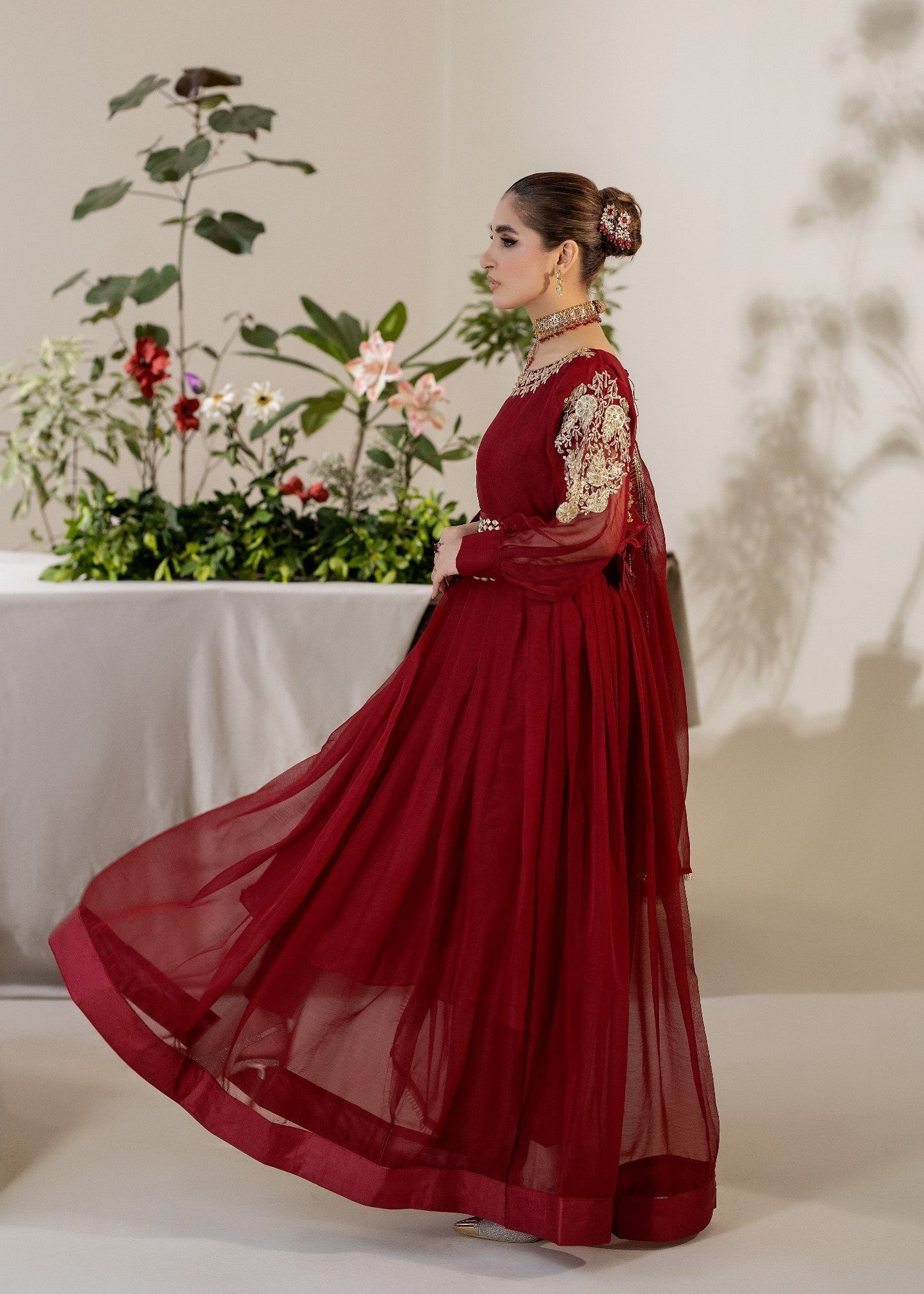 Maroon Bliss | 3pcs Chiffon Maxi